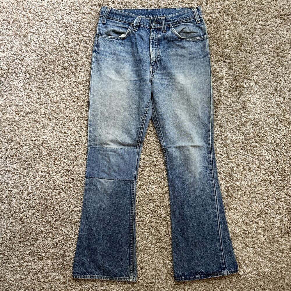 Vintage Levi’s 70’s Orange Tab 646 Bell Bottom Flare Blue Denim Jeans Size 32x31